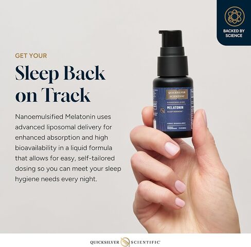 Quicksilver Liposomal Melatonin - وقت النوم، اضطراب الرحلات الجوية الطويلة ودعم المناعة سائل الميلاتونين للبالغين - امتصاص فعال ومتفوق 1 ملغ من الميلاتونين لتقليل النعاس الصباحي (30 مل) in Kuwait