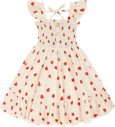 Toddler Girl Floral Smocked Dress, Sleeveless Chiffon A-Line Sundress for Summer Beach Party 2-7Y in Saudi Arabia