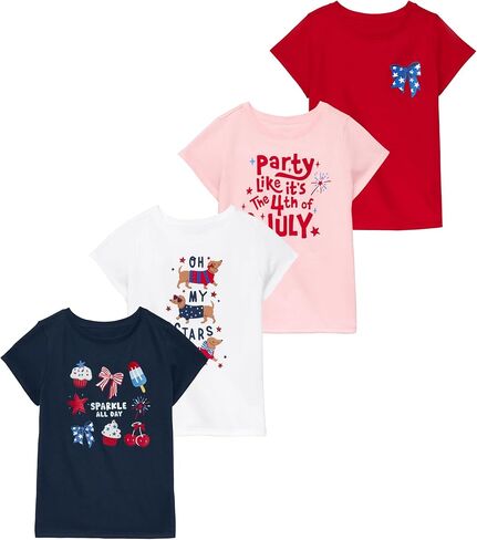 Garanimals Toddler Girl Strawberry T-Shirt, Size 6T, 4-Pack | Short Sleeve Tees, Kids Casual Crew Neck, Solids, Graphics, and Patterns, Pull-On Top, OEKO-TEX Standard 100 Certified in Kuwait