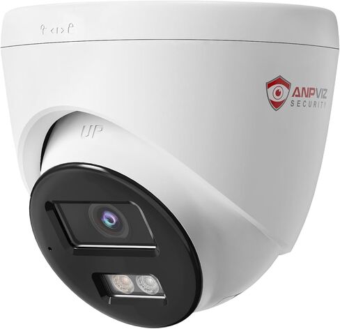 كاميرا Anpviz 4MP سلكية PoE IP مع ميكروفون، كاميرا أمان Turret IP خارجية داخلية، رؤية ليلية ذكية مزدوجة الألوان، كشف الحركة البشرية بالذكاء الاصطناعي، عدسة 2.8 مم، مقاومة للماء IP67، IPC-D3E43WD-S (سلسلة H) in Kuwait