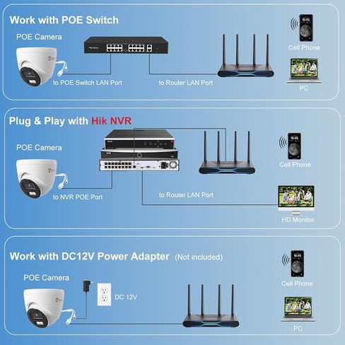 كاميرا Anpviz 4MP سلكية PoE IP مع ميكروفون، كاميرا أمان Turret IP خارجية داخلية، رؤية ليلية ذكية مزدوجة الألوان، كشف الحركة البشرية بالذكاء الاصطناعي، عدسة 2.8 مم، مقاومة للماء IP67، IPC-D3E43WD-S (سلسلة H) in Kuwait