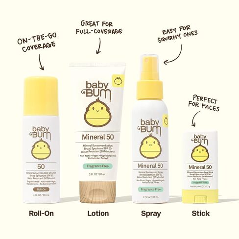 Sun Bum Baby Mineral Sunscreen Lotion | SPF 50 | UVA, UVB Face and Body Protection | Fragrance Free Safe for Sensitive Skin | Travel Size | 3 Ounce | Pack of 2 in Kuwait