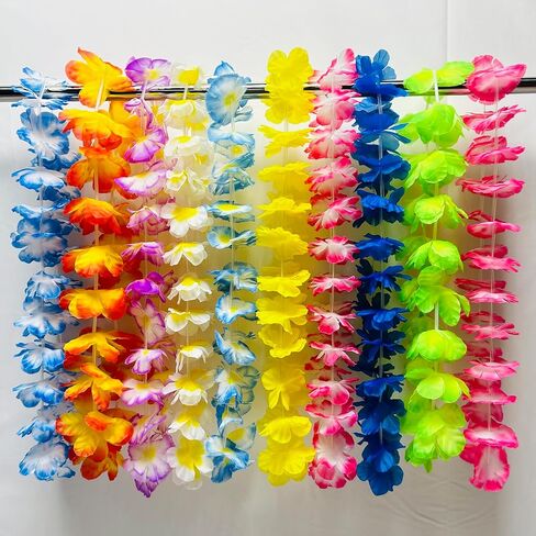 150 PCS Hawaiian Leis Bulk - 40 Inch Tropical Silk Flower Necklaces for Luau, Birthday, Graduation, Corporate & Beach Party Decor, Photo Booth Props in Kuwait
