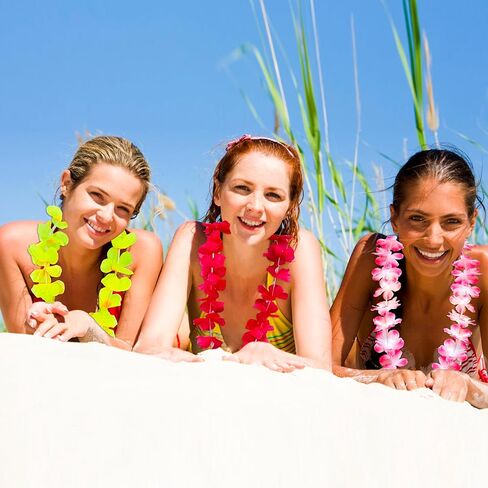 150 PCS Hawaiian Leis Bulk - 40 Inch Tropical Silk Flower Necklaces for Luau, Birthday, Graduation, Corporate & Beach Party Decor, Photo Booth Props in Kuwait
