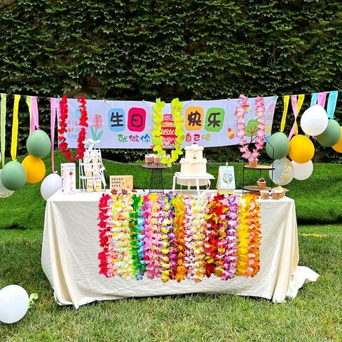 150 PCS Hawaiian Leis Bulk - 40 Inch Tropical Silk Flower Necklaces for Luau, Birthday, Graduation, Corporate & Beach Party Decor, Photo Booth Props in Kuwait