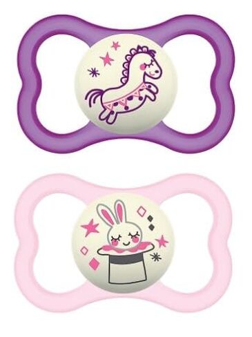 MAM Air Night Pacifiers, MAM Sensitive Skin Pacifier 6+ Months, Glow in The Dark Pacifier, Best Pacifier for Breastfed Babies, Baby Neutral Pacifiers, 6-16 (Pack of 2) in Kuwait