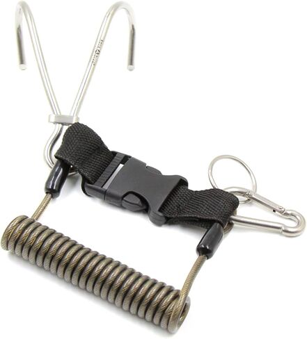 Scubas Diving Reef Hook with Coil Lanyard Stainless Steel Spring Anti-Lost Rope Accessories Diving with Coil Lanyard in Saudi Arabia