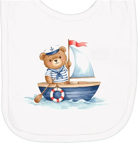 inktastic Sailor Bear in a Boat Nautical Newborn Bib in Kuwait
