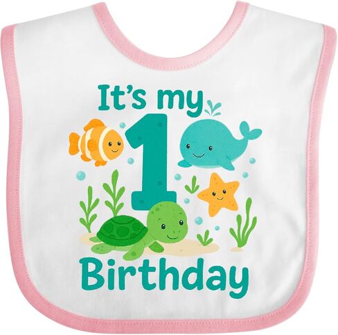 inktastic Ocean First Birthday Baby Bib in Kuwait