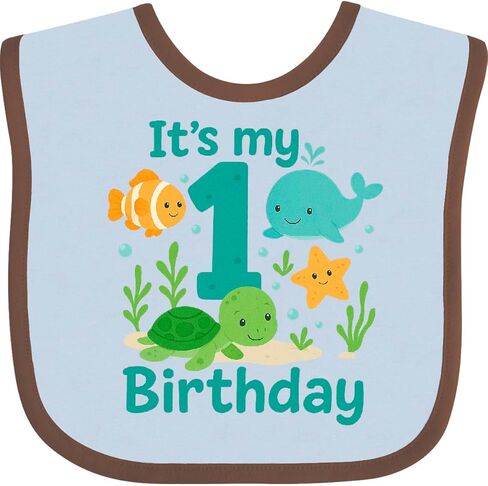 inktastic Ocean First Birthday Baby Bib in Kuwait