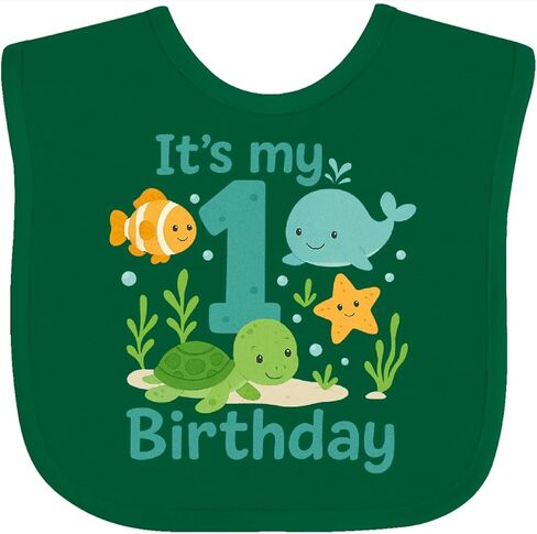 inktastic Ocean First Birthday Baby Bib in Kuwait