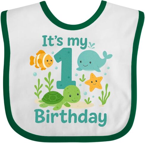 inktastic Ocean First Birthday Baby Bib in Kuwait