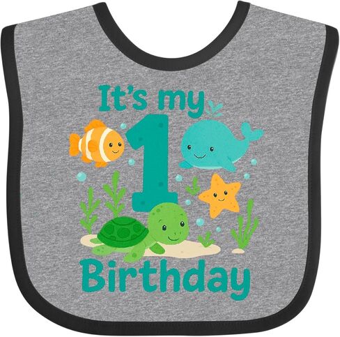 inktastic Ocean First Birthday Baby Bib in Kuwait