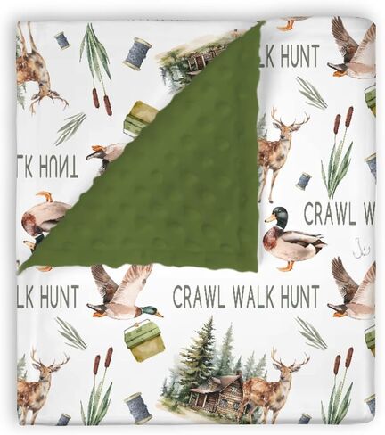 Mink Baby Boys Blanket Deer Mallard Duck Hunter, Crawl Walk Hunt Wild Animal Hunting Lake Soft Double Layer Dotted Backing Receiving Blankets, Newborn Infant Toddler Nursery Crib Bedding 30x40 in Kuwait