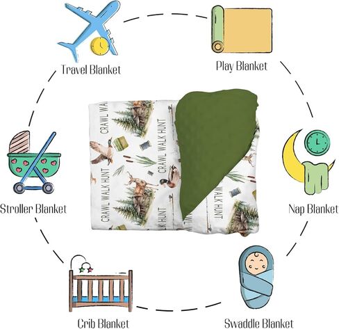 Mink Baby Boys Blanket Deer Mallard Duck Hunter, Crawl Walk Hunt Wild Animal Hunting Lake Soft Double Layer Dotted Backing Receiving Blankets, Newborn Infant Toddler Nursery Crib Bedding 30x40 in Kuwait