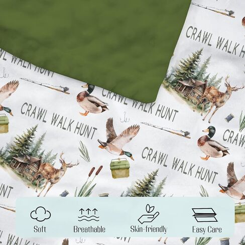 Mink Baby Boys Blanket Deer Mallard Duck Hunter, Crawl Walk Hunt Wild Animal Hunting Lake Soft Double Layer Dotted Backing Receiving Blankets, Newborn Infant Toddler Nursery Crib Bedding 30x40 in Kuwait