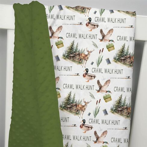 Mink Baby Boys Blanket Deer Mallard Duck Hunter, Crawl Walk Hunt Wild Animal Hunting Lake Soft Double Layer Dotted Backing Receiving Blankets, Newborn Infant Toddler Nursery Crib Bedding 30x40 in Kuwait