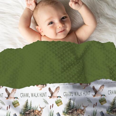 Mink Baby Boys Blanket Deer Mallard Duck Hunter, Crawl Walk Hunt Wild Animal Hunting Lake Soft Double Layer Dotted Backing Receiving Blankets, Newborn Infant Toddler Nursery Crib Bedding 30x40 in Kuwait
