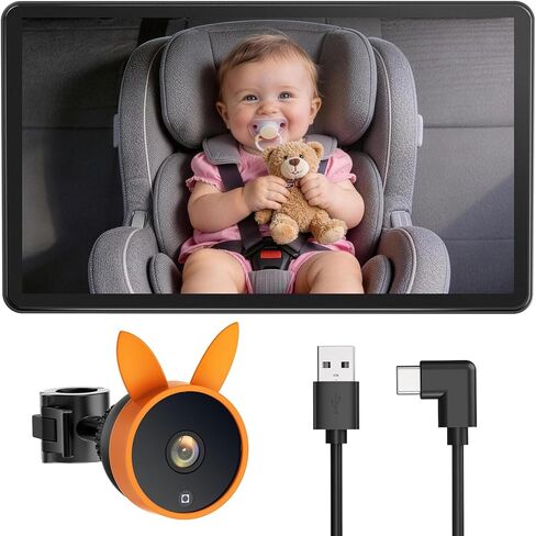 كاميرا سيارة للأطفال Babyvue BV4 مقاس 7 بوصات، شاشة IPS بدقة 1080 بكسل، رؤية ليلية تلقائية بالأشعة تحت الحمراء، قابس وتشغيل يعمل بمنفذ USB لمراقبة الأطفال في المقعد الخلفي، سطوع قابل للتعديل، يجب اقتناؤه للآباء الجدد ومحبي الحيوانات الأليفة in Kuwait