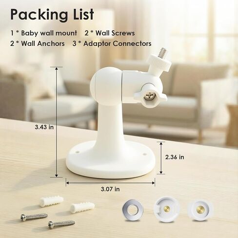 Baby Monitor Wall Mount Compatible for HelloBaby HB6560/ HB6550/ HB65/ HB40/ HB6339/ HB66/ HB6550 Pro, ANMEATE SM935E/SM650, 360° Adjustable Baby Camera Mount with Perfect View, 1/4 Thread Connection in Kuwait