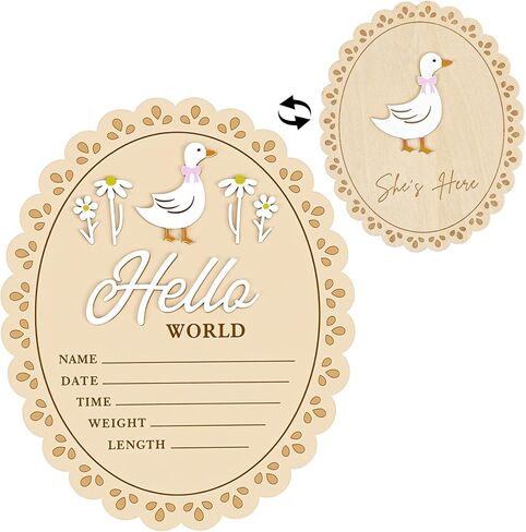 علامة إعلان الطفل الخشبية من Nogeqi، علامة Hello World لحديثي الولادة، علامة اسم الطفل، لوحات اسم ديكور حضانة الأطفال لحديثي الولادة في المستشفى تظهر هدايا تذكارية لحديثي الولادة (ديزي غوس) in Kuwait