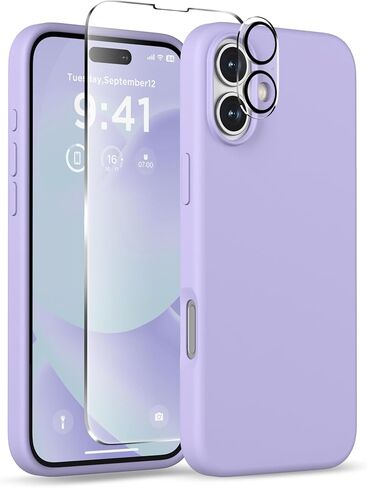 Magnetic for iPhone 16 Case, Compatible with Magsafe, Suction Cup Phone Mount, [2 Screen Protectors][Camera Lens Protector] Silicone Shockproof Protective Slim Phone Cover 6.1", Stone in Saudi Arabia