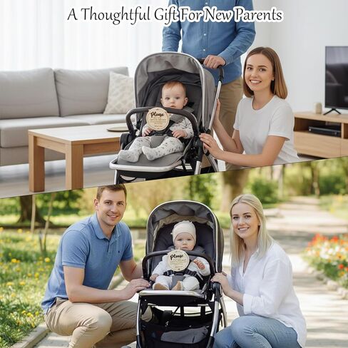 Dont Touch Baby Sign for Car Seat, Baby Sign with Beige Ribbon, Boxwood Please Dont Touch Babys Signs, for Ccar Seats and Strollers (3D Fonts) in Kuwait