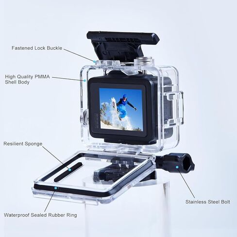 حافظة مقاومة للماء بطول 60 متر/196 قدم لجهاز Go Pro Hero 4K، مقبض عائم، عصا مونوبود، ملحقات تحت الماء، حافظة واقية، غطاء غوص، مجموعة ملحقات كاميرا الحركة 2024 in Kuwait