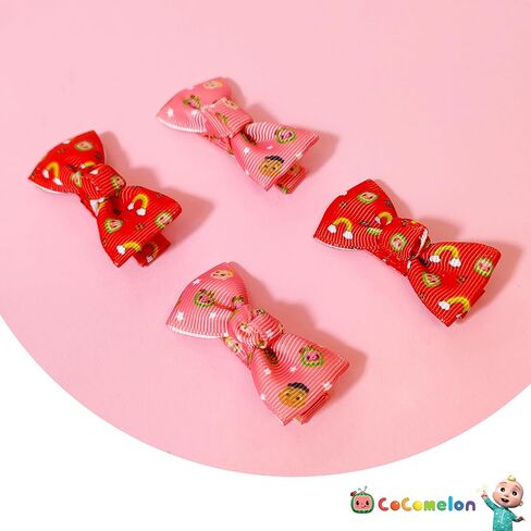 أقواس للفتيات الصغيرات من CocoMelon - 4 أقواس ناعمة مبطنة بالكامل ومشابك شعر لحديثي الولادة من القماش الناعم للفتيات الصغيرات in Saudi Arabia