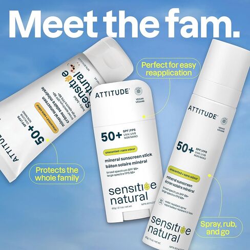 كريم واقي من الشمس معدني للبشرة الحساسة للأطفال بعامل حماية من الشمس SPF 50، واسع الطيف من أكسيد الزنك، معتمد من مجموعة العمل البيئي (EWG)، ذو أساس معدني، غير نانو، كريم خفيف الوزن للوجه والجسم، غير معطر، 3 أونصة in Kuwait