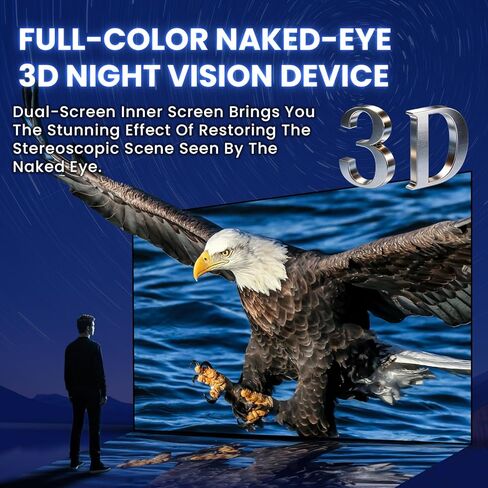 3D Head-Mounted Night Vision Goggles White Light Supplemental Lighting Infrared Night Vision Binoculars Stealth 850nm IR NVG Manual Focus & 8X Digital Zoom 10°FOV，TF Card Included in Kuwait