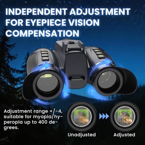 3D Head-Mounted Night Vision Goggles White Light Supplemental Lighting Infrared Night Vision Binoculars Stealth 850nm IR NVG Manual Focus & 8X Digital Zoom 10°FOV，TF Card Included in Kuwait