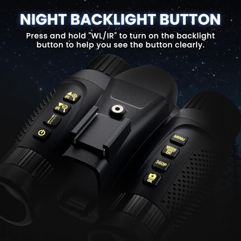 3D Head-Mounted Night Vision Goggles White Light Supplemental Lighting Infrared Night Vision Binoculars Stealth 850nm IR NVG Manual Focus & 8X Digital Zoom 10°FOV，TF Card Included in Kuwait