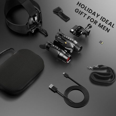 3D Head-Mounted Night Vision Goggles White Light Supplemental Lighting Infrared Night Vision Binoculars Stealth 850nm IR NVG Manual Focus & 8X Digital Zoom 10°FOV，TF Card Included in Kuwait