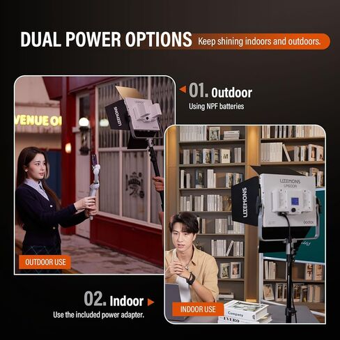 Godox Litemons LP600Bi 60W ثنائي اللون LED لوحة إضاءة 2 طقم إضاءة، عبوتان مع حامل إضاءة، حقيبة حمل، طاقة البطارية، 2800-6500K، 9020lux@0.5m، التحكم في التطبيق لتسجيل فيديو YouTube، البث المباشر in Kuwait