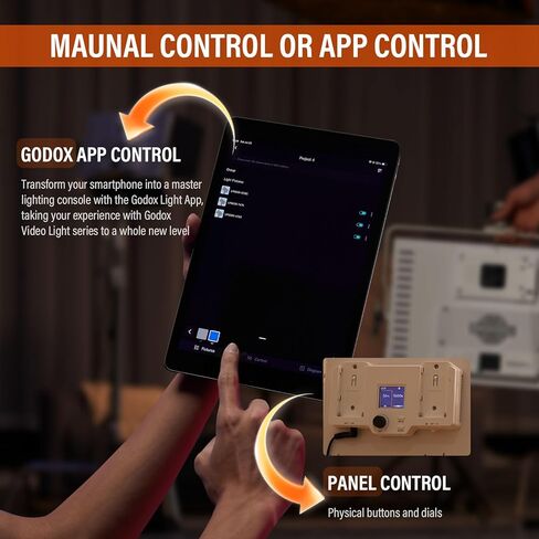 Godox Litemons LP600Bi 60W ثنائي اللون LED لوحة إضاءة 2 طقم إضاءة، عبوتان مع حامل إضاءة، حقيبة حمل، طاقة البطارية، 2800-6500K، 9020lux@0.5m، التحكم في التطبيق لتسجيل فيديو YouTube، البث المباشر in Kuwait