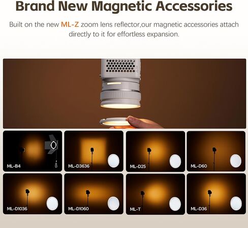 مصباح فيديو Godox ML150Bi LED، 2800-6500K ثنائي اللون محمول باليد، مصباح LED أحادي اللون، 61054Lux CRI/TLCI 97+، أوضاع 11FX، التحكم في التطبيق (150، واط) in Kuwait