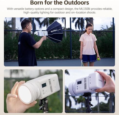 مصباح فيديو Godox ML150Bi LED، 2800-6500K ثنائي اللون محمول باليد، مصباح LED أحادي اللون، 61054Lux CRI/TLCI 97+، أوضاع 11FX، التحكم في التطبيق (150، واط) in Kuwait