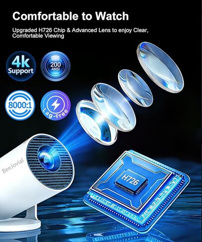 Netflix-Licensed Mini Projector WiFi and Bluetooth: Native 1080P Full HD Portable Projector - Auto Focus Movie Projector for Android iPhone TV HDMI in Saudi Arabia