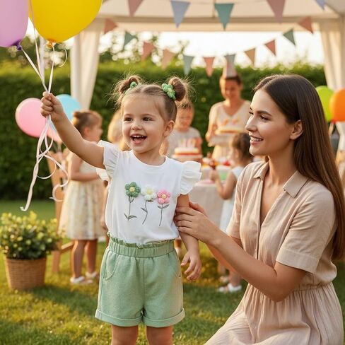 Toddler Baby Girl Summer Outfit Flutter Sleeve Floral T-shirt Top + Chiffon Shorts 2Pcs Set in Saudi Arabia