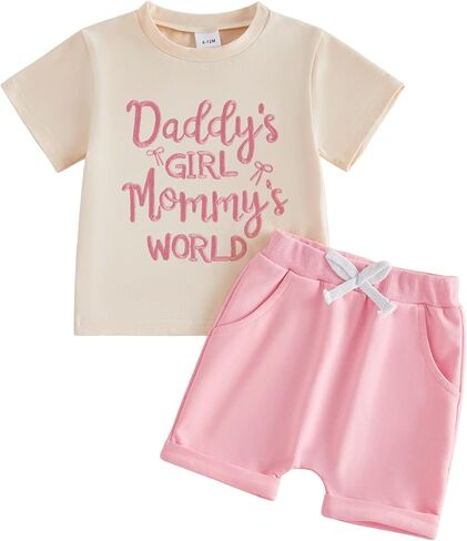 Toddler Baby Girl Summer Outfit Don't Make Me Call Papoo Raccoon Short Sleeve T-Shirt Short Set Cute Infant Clothes in Kuwait