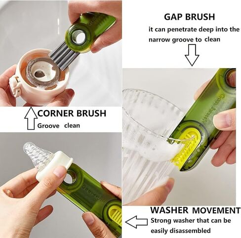 3 in 1 Multifunctional Cleaning Brush 3 Pack Bottle Cleaner Brush Insulation Cup Crevice Cleaning Tools in Kuwait