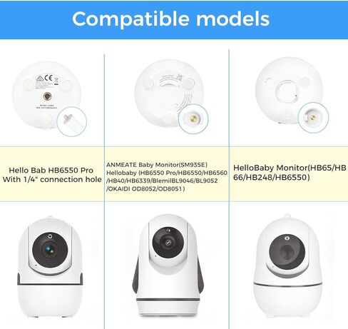 قطعتان من حامل شاشة مراقبة الأطفال على الحائط متوافق مع HelloBaby HB6560/ HB6550/ HB65/ HB40/ HB6339/ HB66/ HB6550 Pro، ANMEATE، حامل كاميرا قابل للتعديل 360 درجة مع رؤية مثالية، طريقتان للتركيب in Kuwait