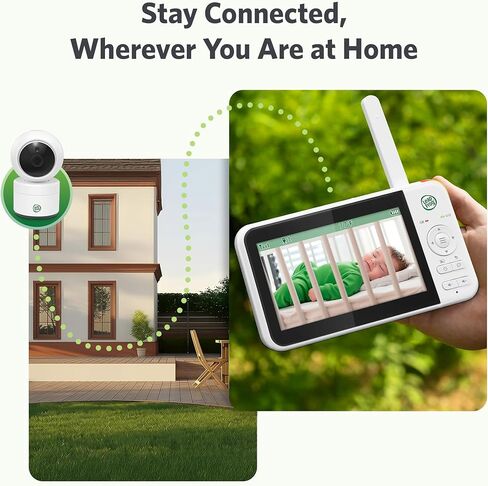 جهاز مراقبة الأطفال LeapFrog LeapView 360، بدون شبكة WiFi، شاشة LCD ملونة عالية الدقة مقاس 5 بوصات، بطارية صوتية تدوم 31 ساعة، كاميرا تكبير قابلة للإمالة بزاوية 360 درجة، جاهز للتثبيت على الحائط in Kuwait