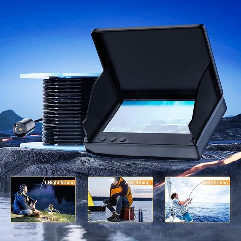 1080P HD Underwater Fishing Camera Portable with LCD Night Vision IP68 Waterproof 5000mAh Battery 120 View Angle for Ice Lake Boat Kayak Ocean in Saudi Arabia