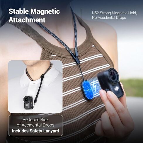 حامل معصم مغناطيسي JJC Osmo Nano مع حامل للرقبة لـ DJI Osmo Nano & Xtra Atto، حامل سوار معصم مغناطيسي قابل للتعديل بطول مراقبة في الوقت الحقيقي، صديق للبشرة in Kuwait