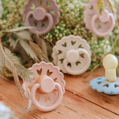 FRIGG Andersen Fairytale Natural Rubber Baby Pacifier | Made in Denmark | BPA-Free (Twilight Mauve/Primrose, 0-6 Months) in Kuwait