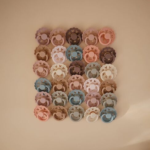 FRIGG Andersen Fairytale Natural Rubber Baby Pacifier | Made in Denmark | BPA-Free (Twilight Mauve/Primrose, 0-6 Months) in Kuwait