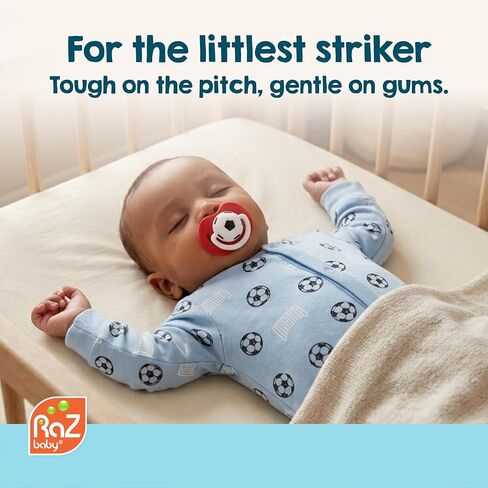 RaZbaby Soccer Pacifier - BPA-Free Silicone Orthodontic Nipple, Ideal for Soccer Lovers, 0-36 Months - 2-Pack Soccer in Kuwait