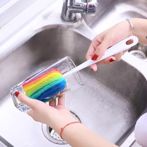 Bottle Brush Long Handle, Soft Bottle Cleaner Washer-Easy to Clean, Cleaning Brush for Kitchen Clean Baby Bottle Glasses Mugs Cups in Kuwait